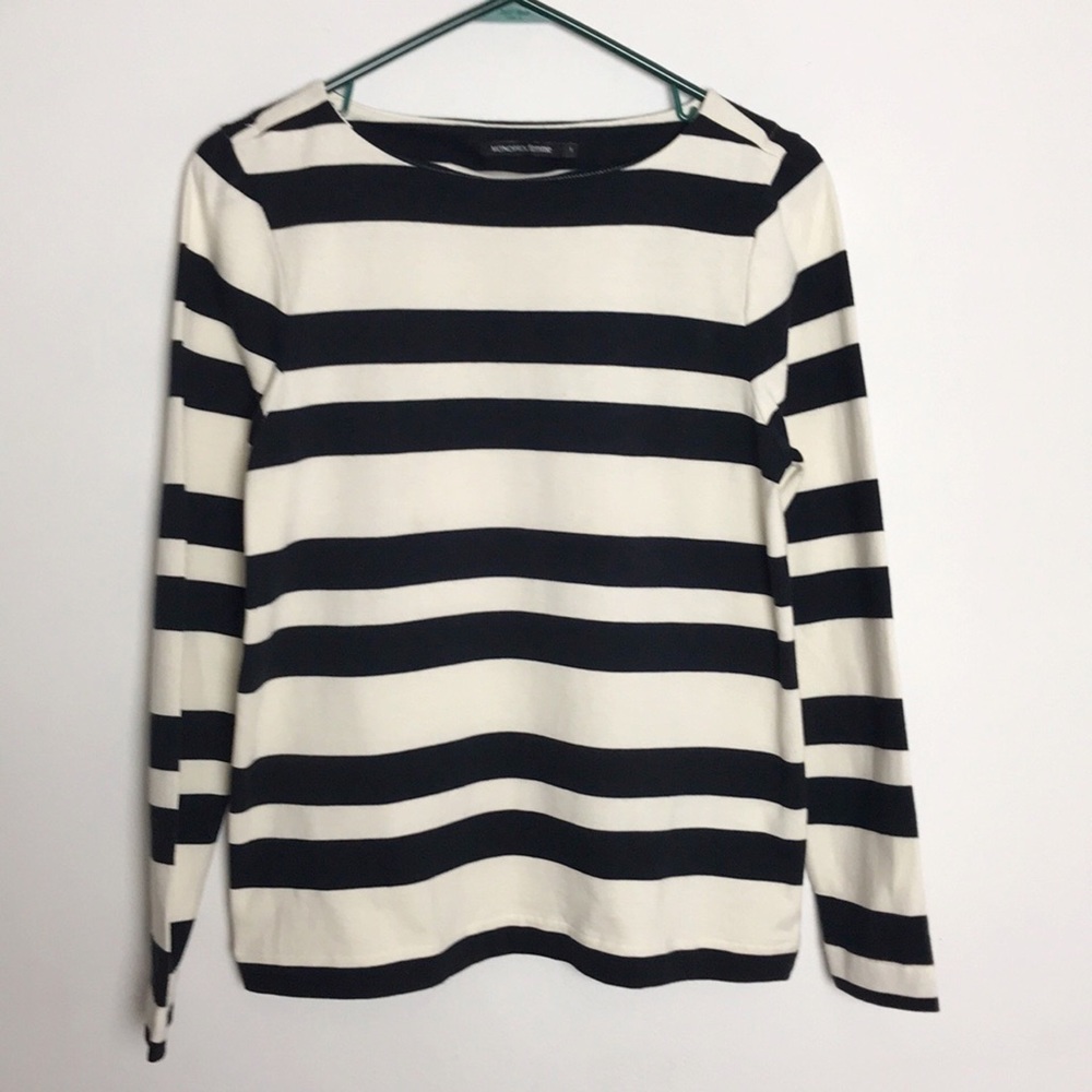 MONOPRIX FEMME Cream & Black Stripe Top Vanity Size 1